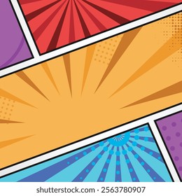 Square comic book pop art style background template graphic