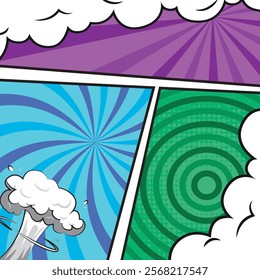 Square comic colorful frame cartoon background template graphic