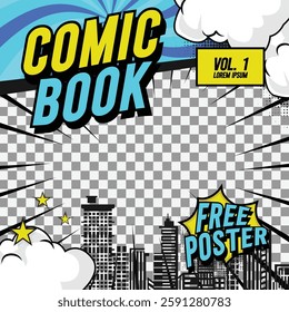 Square comic cover template front page layout promotion