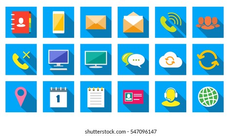 Square communications Icons set