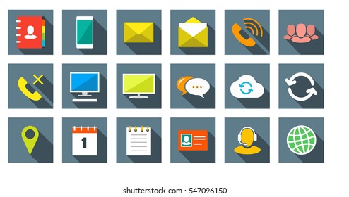 Square communications Icons set