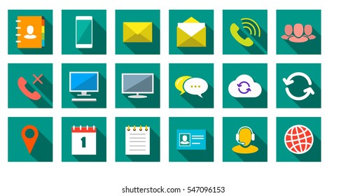Square communications Icons set