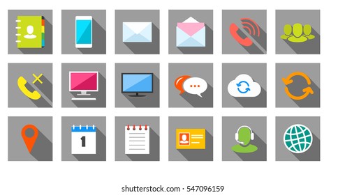 Square communications Icons set