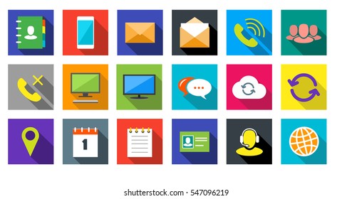 Square communications Icons set
