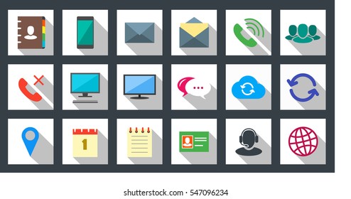 Square communications Icons set