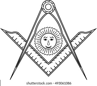 Square, compass and sun, Jewel of Senior Deacon for Blue Lodge Freemasonry