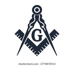 Square and compass symbol representing Freemasonry, fraternity identity, and symbolic heritage design.