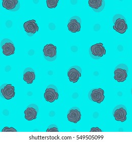 Square composition with abstrct vintage roses. Vector seamless pattern with stylized neutral roses.