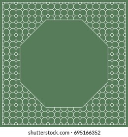 Square composition in geometric Lace Pattern. Floral Mandala Background for Scarf Print, Fabric, Covers, Scrapbooking, Bandana, Pareo, Shawl, Carpet design. Vector Illustration, green color