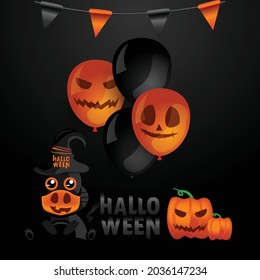 Square composition halloween design vector