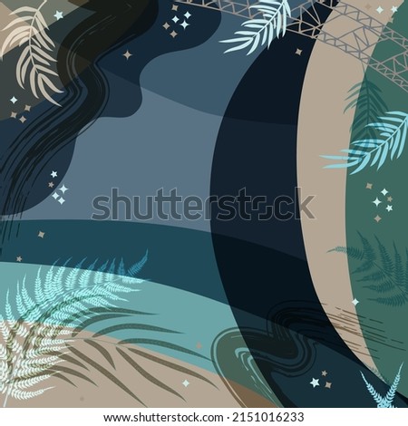 Square composition in tropical leaves and flowers. Bandana, pareo, pillow, home textile design. Floral exotic  enchanting background for shawl print, textile, covers, pillow, napkin, hijab.