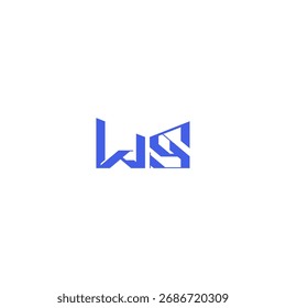 square concept abstract WS monogram initial logo design letter techno geometric style