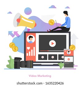 Square concept of Video Marketing in flat