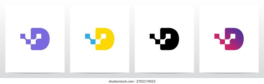 Diseño de logotipo de letra de espacio negativo conectado cuadrado D