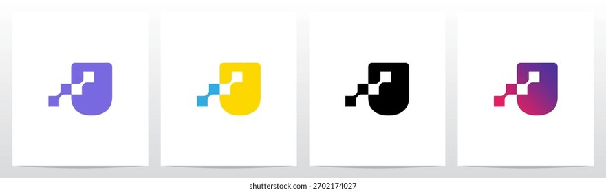 Diseño de logotipo de letra de espacio negativo cuadrado conectado U