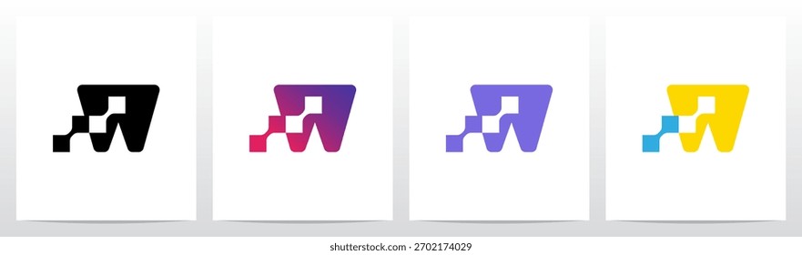Diseño de logotipo de letra de espacio negativo conectado cuadrado W