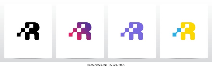 Quadratisch verbundener negativer Leerzeichen-Buchstabe Logo-Design R