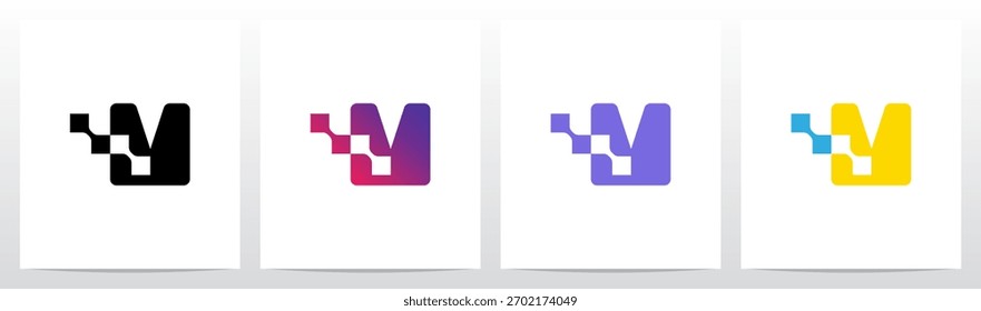 Diseño de logotipo de letra de espacio negativo conectado cuadrado M