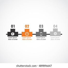 Square connection line of infographics elements for business layout design.
