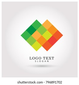 Square Connection Logo. Symbol and Icon Vector Template.