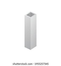 Plantilla de haz de acero de construcción cuadrada, ilustración vectorial realista aislada.
