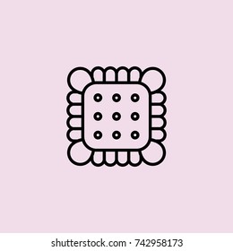 square cookie biscuit line black icon