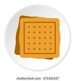 Square cookies icon in flat circle isolated vector illustration for web