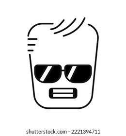 Square cool character in glasses color line icon. Mascot of emotions. Pictogram for web page, mobile app, promo.