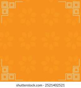 Quadro de espaço de cópia quadrada em estilo chinês com fundo floral laranja, perfeito para temas de outono