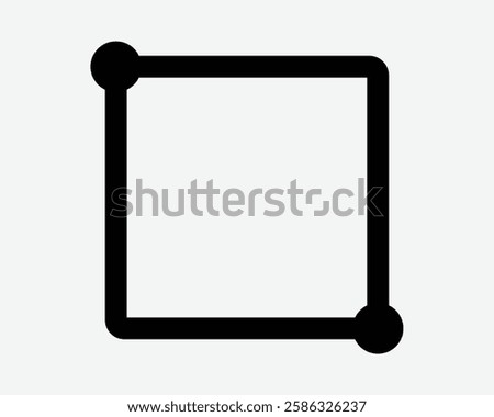 Square Corner Dot Top Left Bottom Right Shape Line Outline Path Draw Scale Border Icon Black White Symbol Sign Graphic Illustration Vector