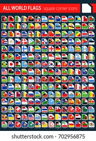 Square Corner Flags on Dark Background - All World Vector illustration