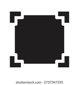 Square corners focus frame icon symbolizing maximize fullscreen expand view enlargement selection crop boundary image editing interface concept design