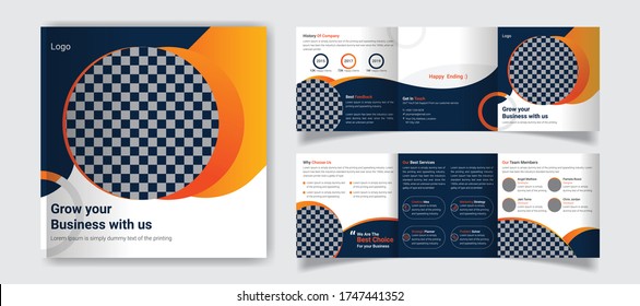 Square corporate trifold brochure design vector template