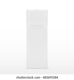 Square Cosmetic Or Hygiene White Plastic Bottle Of Gel, Liquid Soap, Lotion, Cream, Shampoo. EPS10 Vector