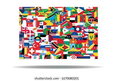 square with the countries of the world on a white background