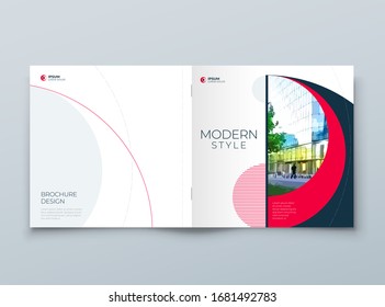 Square Cover with minimal red geometric design. Modern abstract background for Square Brochure, Placard, Report, Poster, Flyer, Banner etc. Eps10 vector template.