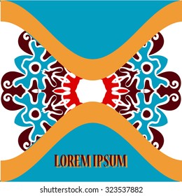 Square Cover Print Oriental Style. Retro Ornate Mandala design  for greeting card, Brochure, Card or Invitation with Islamic, Arabic, Indian, Ottoman, Asian motifs