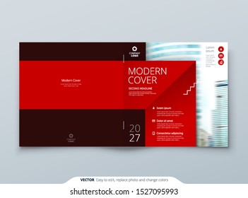 Square Cover template. Square Red template for brochure, banner, plackard, poster, report, catalog, magazine, flyer etc. Modern rectangle shape abstract background. Creative brochure vector concept