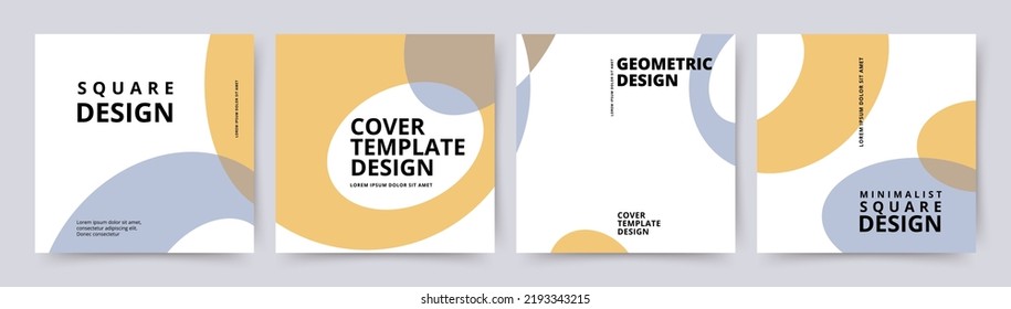 Square covers or posters. Creative minimalist vector background with abstract circle rounds in modern style for branding, social media post,  advertising, brochure, flyer, magazine 