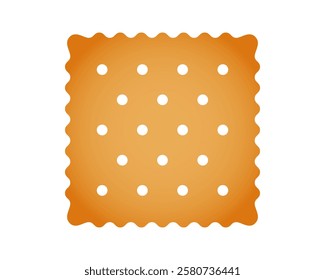 Square cracker. Sweet or salty biscuit cookie. Popular crunchy snack isolated on white background. Vector cartoon illustration.