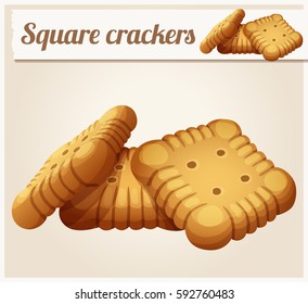 Square crackers cookies illustration. Cartoon vector icon. Series of food and drink and ingredients for cooking.