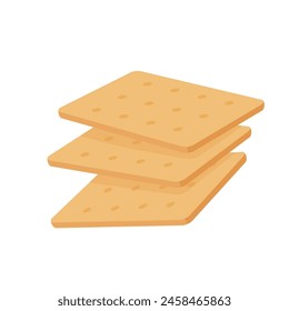 Square crackers.  Crackers vector isolated. Illustration of food, snacks.