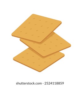 Square crackers.  Crackers vector isolated. Illustration of food, snacks.