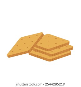 Square crackers.  Crackers vector isolated. Illustration of food, snacks.