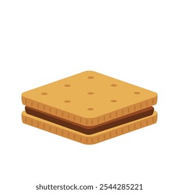 Square crackers.  Crackers vector isolated. Illustration of food, snacks.
Sandwich cookies with chocolate fill.