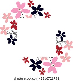 square Creative vibrant floral frame, bright frame with wildflowers in juicy colors.