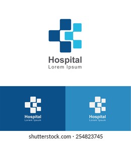 Square cross blue connect sign medical and hospital, treatment vector design template