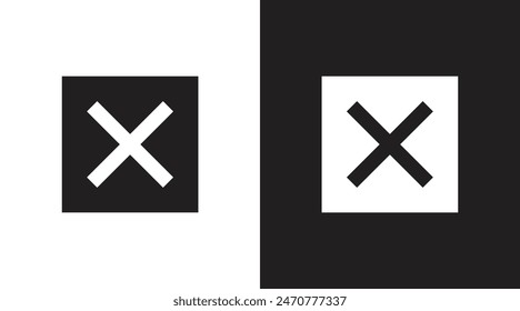 Icono de cruz cuadrada. Icono de Cancelar. Icono de Cerrar. Vector