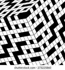 Square crossword puzzle on sides of cube