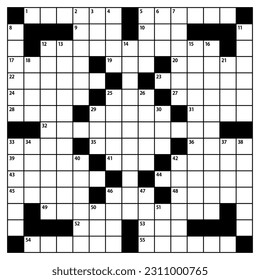 Square crossword puzzle vector  graphic. American-style crossword puzzle.15x15 Blank crossword grid.